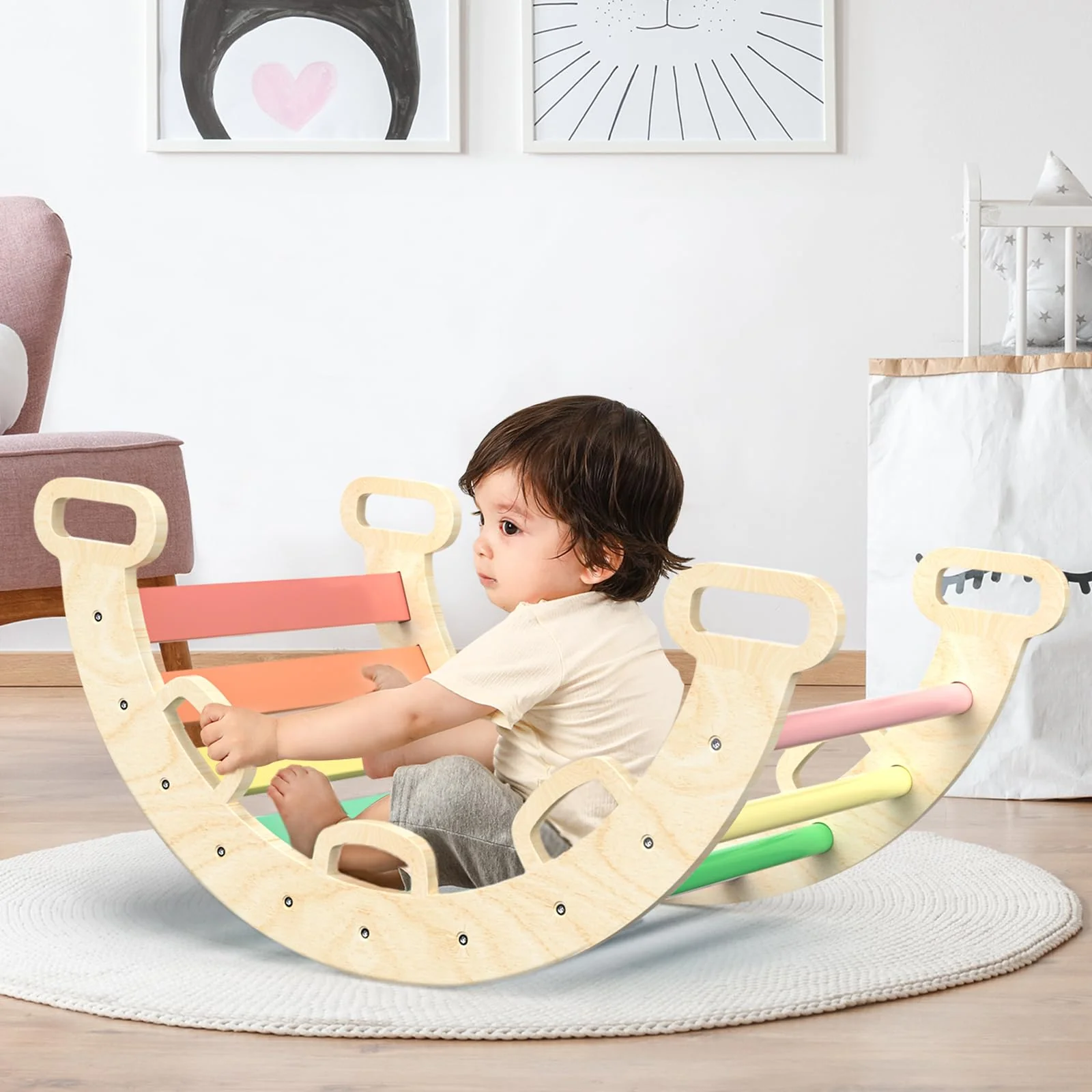 Aurora – BlueWood® Pikler Arch Ladder * Aurora Rainbow - Image 3